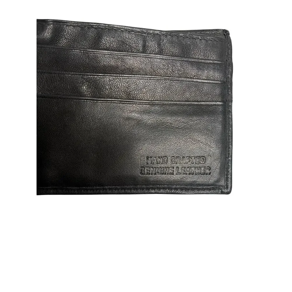 Handcrafted Men's Genuine Leather Tri-fold Wallet Black